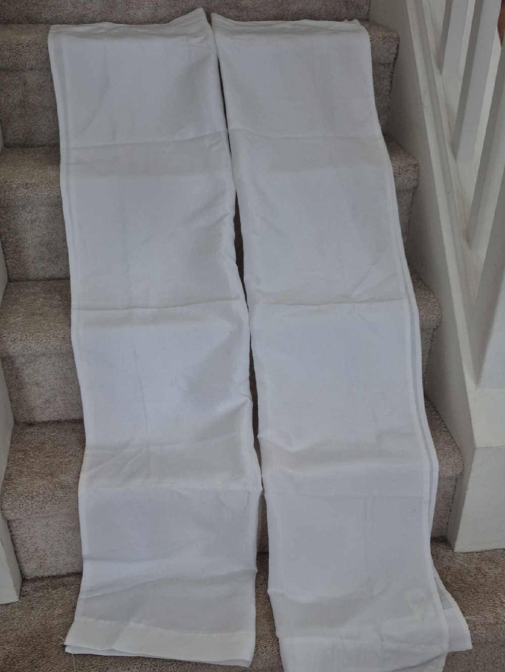 Two Sailcloth Arctic White Curtsin Panels 28X84 (56x84)